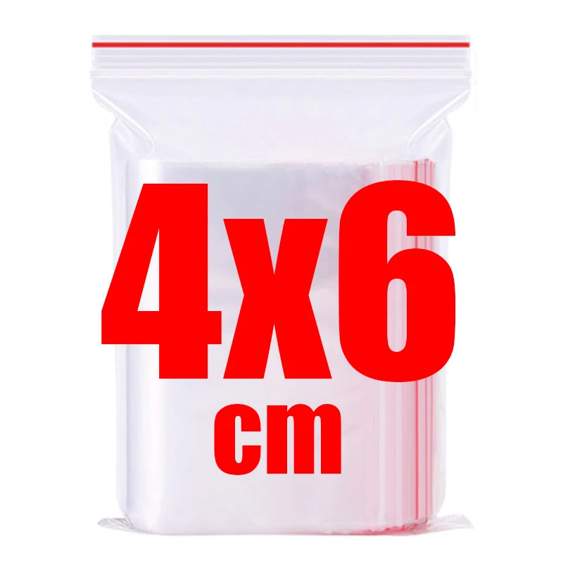 500/100pcs Self Sealed Bags Plastic Storage Bag for Jewelry Food Pills Transparent Zipper Storage Bag Package Pouches