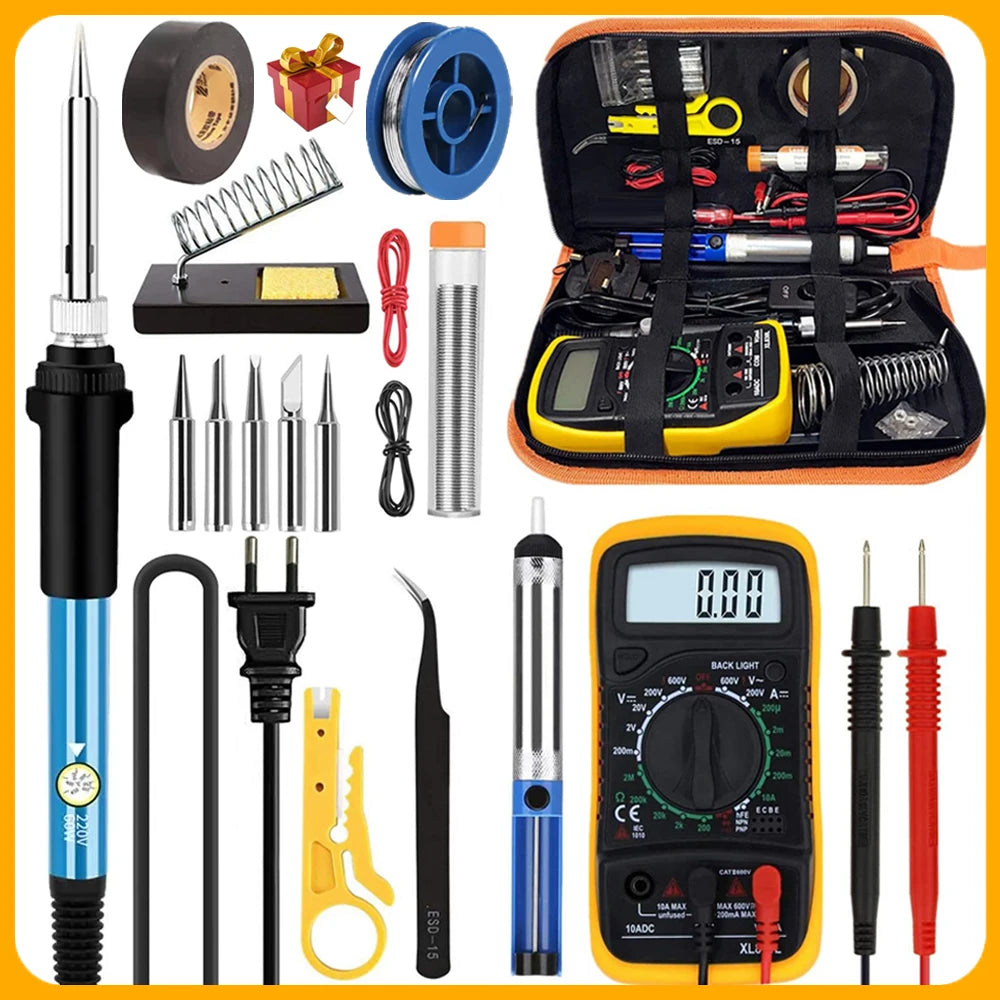 2026 Electric Soldering Iron Kits (SKU:10-IN-1)(16-IN-1)(20-IN-1) 60W Adjustable Temperature Replaceable Soldering Iron Weldi