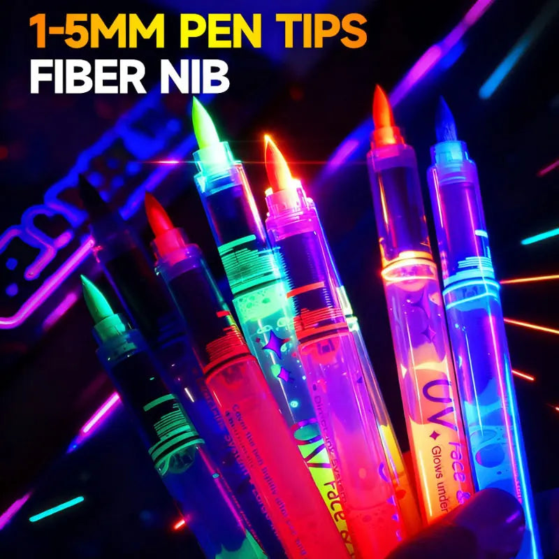 8pcs Colorful Luminous Pen Human Face Paint Pen Student Children Creative Painting Fluorescent Marker Pen