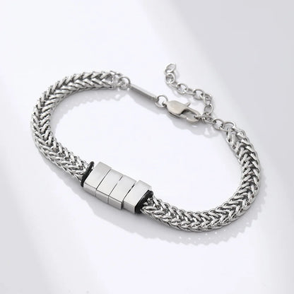 MaiLun 1pc Blank Stainless Steel Men Bracelet Engravable Beaded Men Bracelet Jewelry Gift for Father's Day