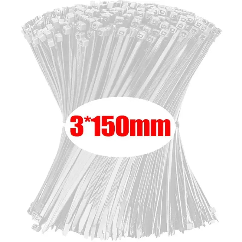 1000/100Pcs Nylon Cable Ties Self-locking Cord Ties Straps Adjustable Cables Fastening Loop Home Office Wire Zip Ties