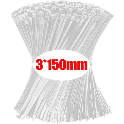 1000/100Pcs Nylon Cable Ties Self-locking Cord Ties Straps Adjustable Cables Fastening Loop Home Office Wire Zip Ties