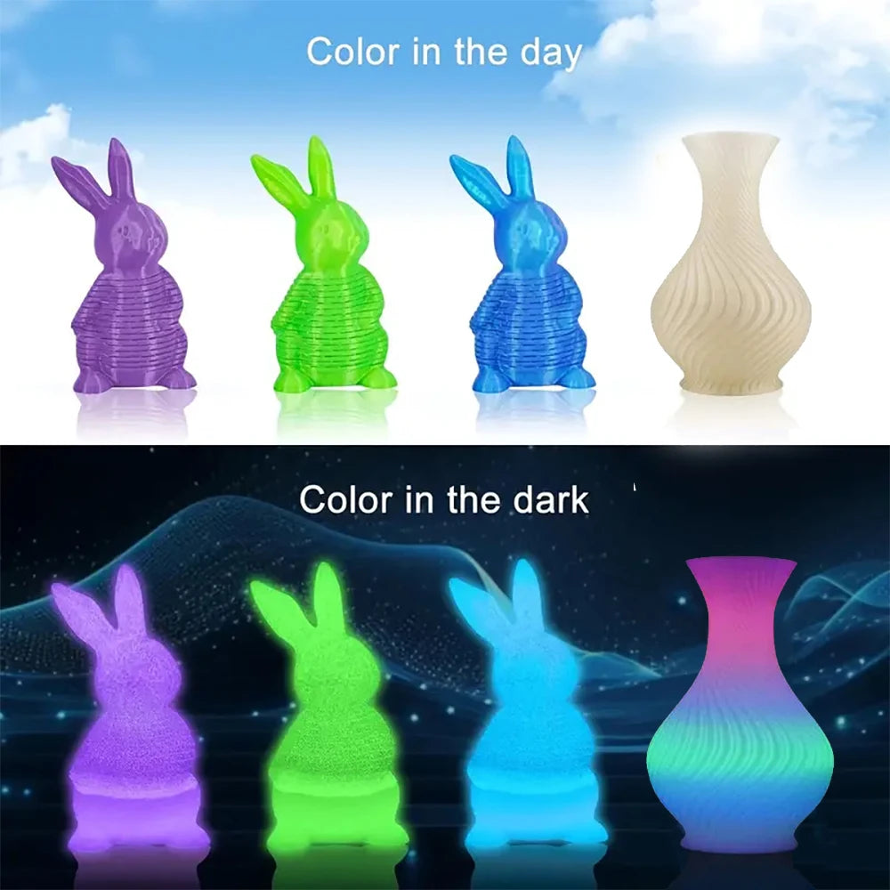 DIY Christmas Gift, 1.75mm PLA Luminous 3D Printer Filament, 200g(0.44L）Spool, Glow in the Dark, for Most FDM Printers