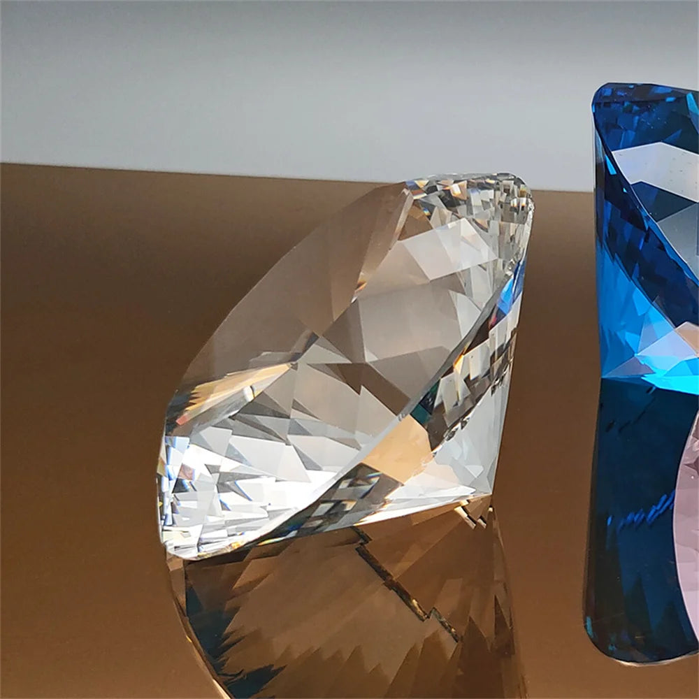 10 Colors Crystal Diamond Shaped Paperweight Decorative Cut Glass Giant Gemstone Wedding Office Desktop Ornament Birthday Gif