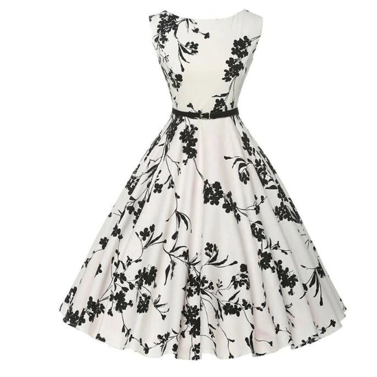 Summer Vestidos Dress Clothing Floral Robe Retro Swing Casual Vintage Rockabilly Dresses