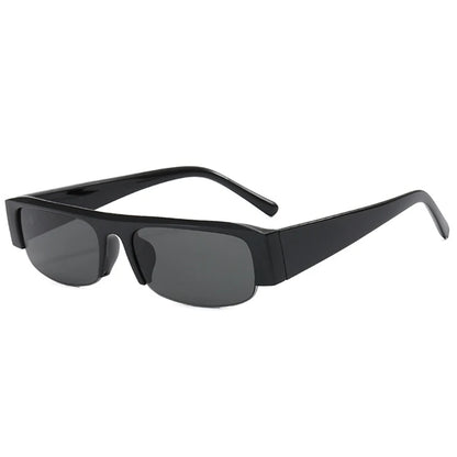 SO&EI New Small Rectangle Women Sunglasses Vintage Clear Lens Men Half Frame Eyewear Shades UV400 - Black Grey