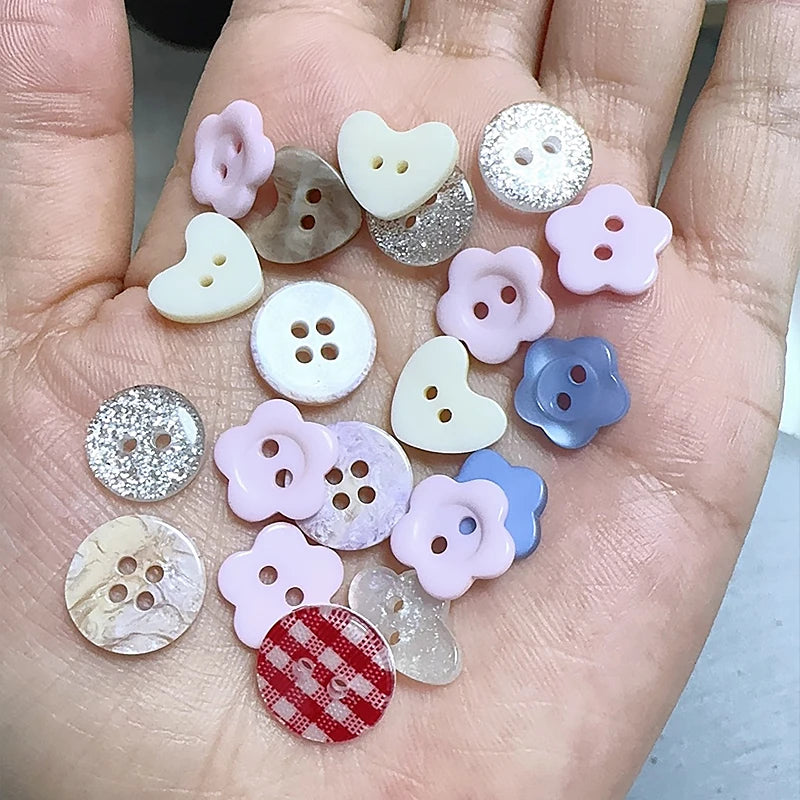 10-100pcs Korean style Cream Color Plastic Buttons Crafts DIY Scrapbooking Cute Sewing Button Apparel Accessories Randomly