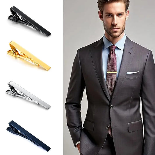 Elegant Classic Men's Tie Clip Lightweight Portable Tie Pin Metal Necktie Bar Dress Shirts Accessories for Wedding Ceremony