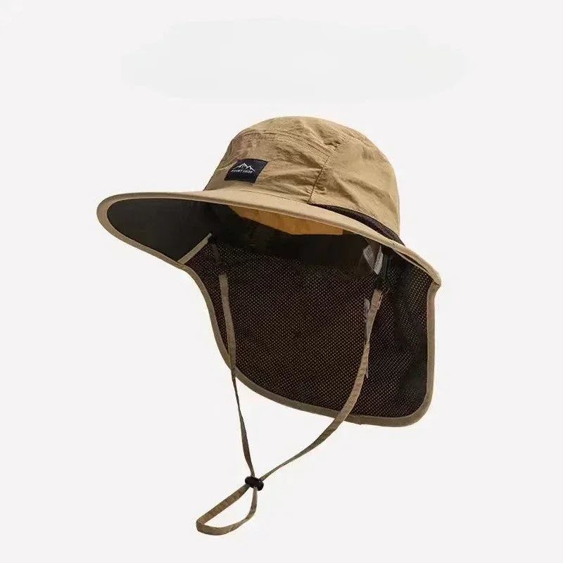 Caps Summer Wide Brim Neck Protection Unisex Bucket Hats Outdoor Visor Quick-drying Panama Sunscreen Tied Fishing Hiking Hat 