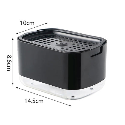 Soap Dispenser Box Press Dispenser Scrubbing Liquid Container Kitchen Bathroom Automatic Detergent Foam Box with Sponge Holde