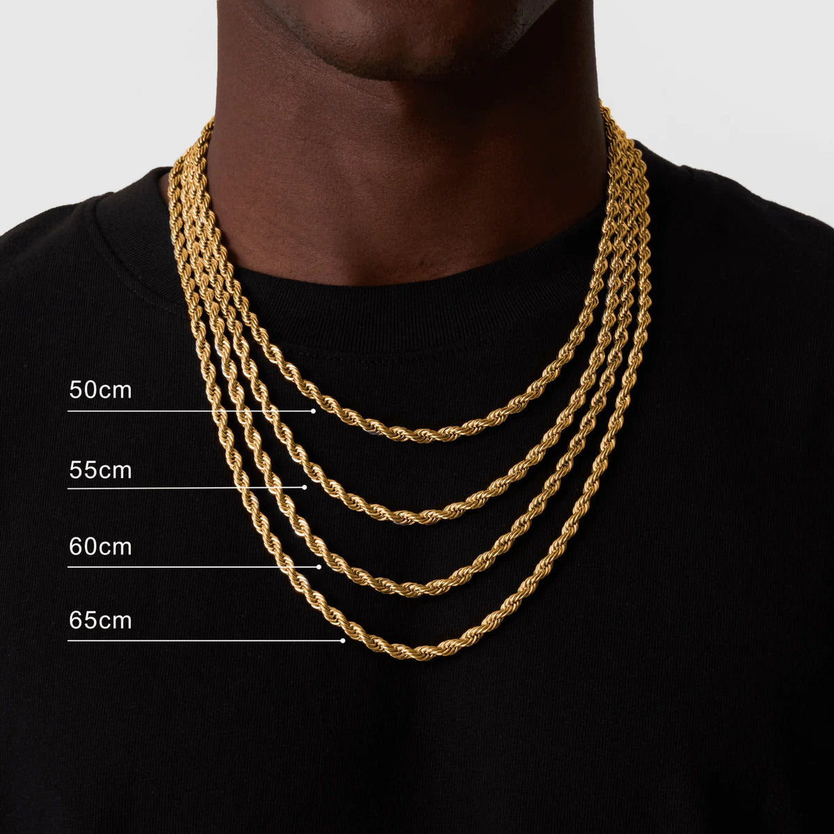 Punk Vintage Rope Chain Necklace for Men Women,Gold Color Stainless Steel Braided Twisted Chain,Hip Hop Casual Jewelry
