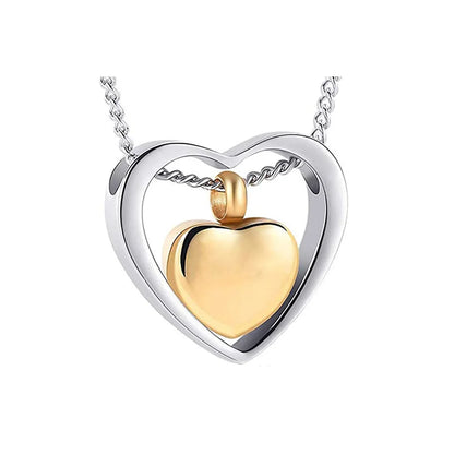 Cremation jewelry double heart ashes necklace 4 colors ashes pendant keepsake waterproof ashes holder jewelry-custom engravin