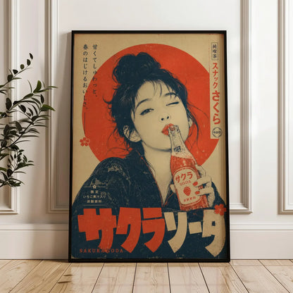 Retro Japanese Woman Smoking Canvas Wall Art Print, Frameless Vintage Indie Canavs Poster for Living Room Decortion Women's G