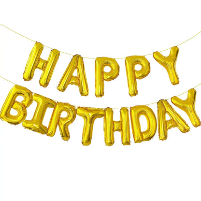 Gold Blue Happy Birthday Balloon 16Inch Foil Letters Birthday Sign Banner Bunting for Girls Boys Kids Adults Birthday Decorat