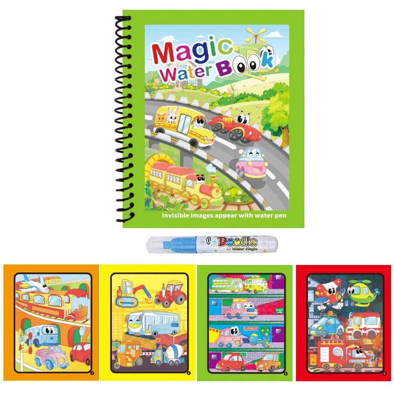 1pc Reusable Water Drawing Book Magic Water Book Mess-Free Magic Painting Pad with Refillable Water Pen Learning Education To
