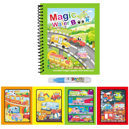 1pc Reusable Water Drawing Book Magic Water Book Mess-Free Magic Painting Pad with Refillable Water Pen Learning Education To