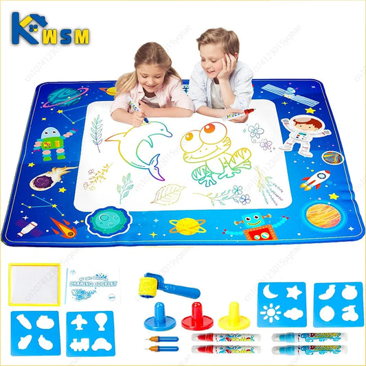 Magic Water Drawing Mat Reusable Doodle Painting Board with Pens Montessori Educational Toys for Kids Halloween Christmas Gif