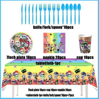 Dandys World Theme Birthday Party Decoration Disposable Tableware Dandy Balloon Napkin Backdrop For Baby Shower Kid Gift Supp