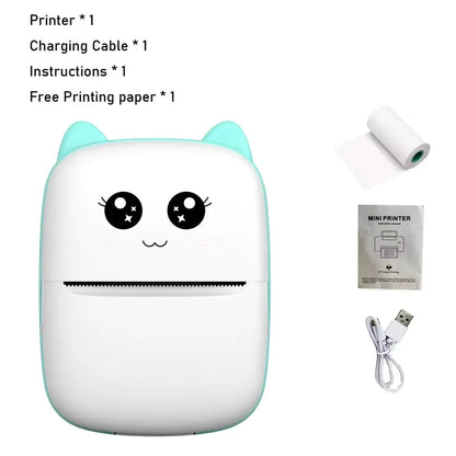 Portable thermal printer mini cat print photo pocket thermal label printer 58mm printing wireless Bluetooth Android iOS print