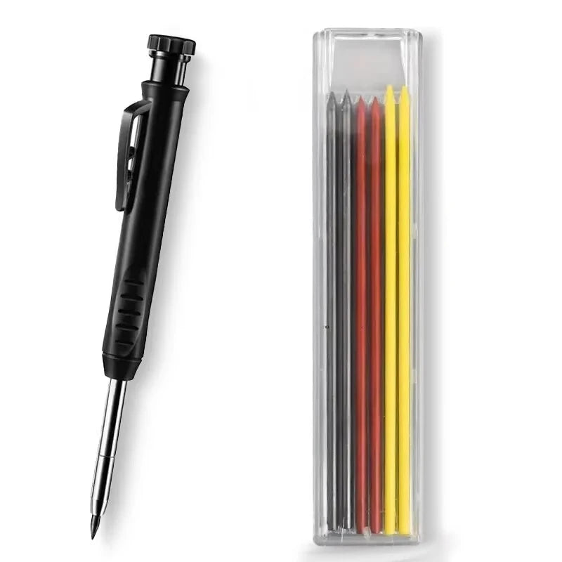 Solid Carpenter Pencil Set Woodworking Tools Mechanical Pencil 5 Colors Refill Construction Job Tools Carpentry Marking Scrib