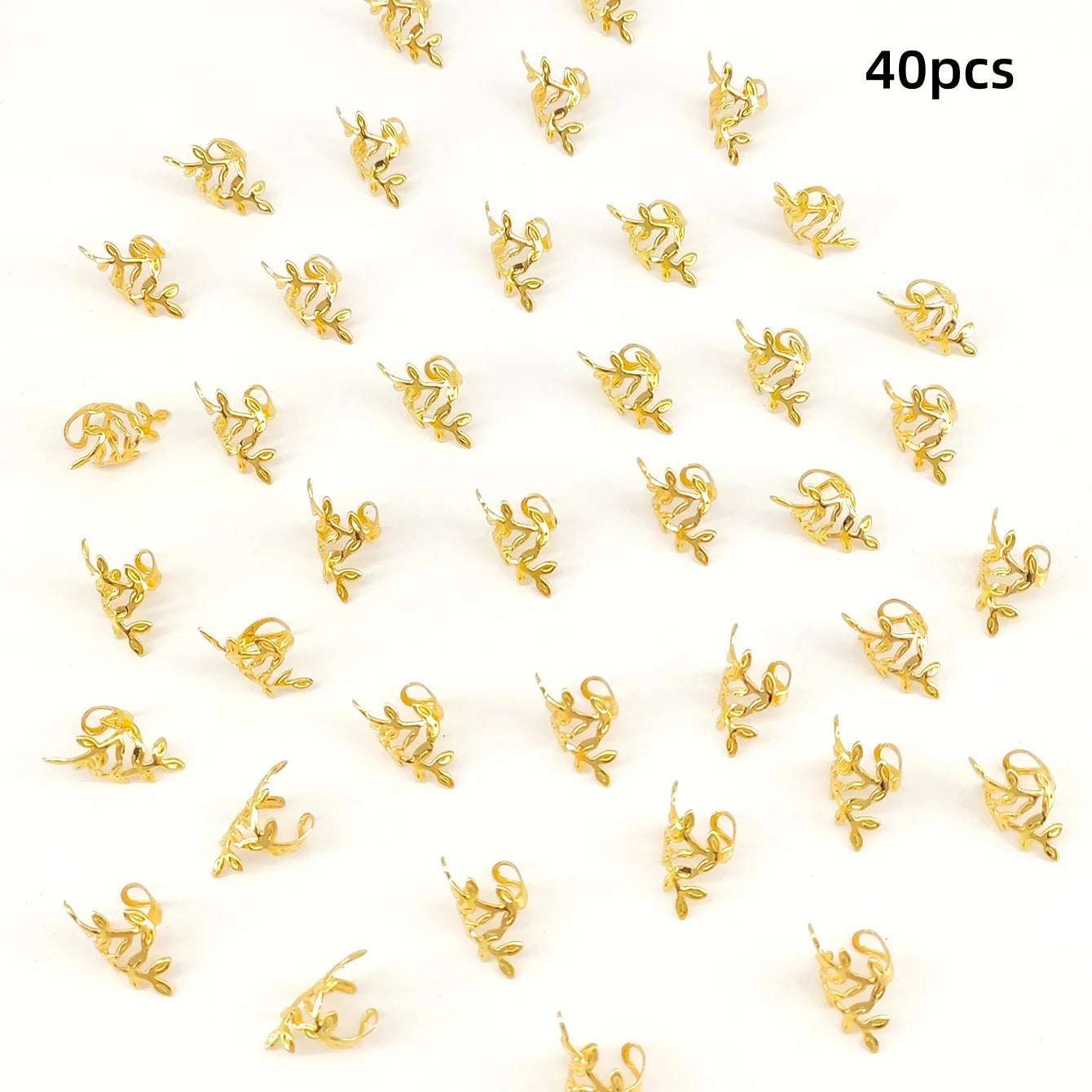 40Pcs Vine Leaf Shaped Alloy Hair Braid Ring Vintage Hair Pin For Dreadlock Women Girls summer Hair Accessories Loc Hair Jewe