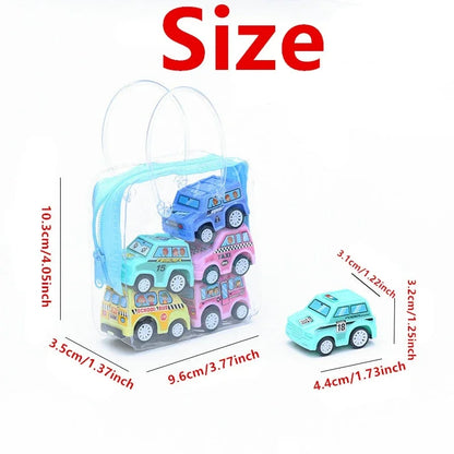 6pcs Car Model Toy Pull Back Car Toys Mobile Vehicle Fire Truck Taxi Model Kid Mini Cars Boy Toys Gift Diecasts Toy for Child