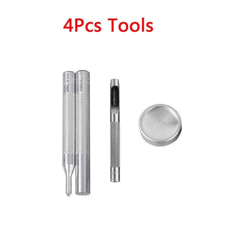 50Sets Leather Snap Fasteners Kit 10mm 12mm 15mm Metal Button Snaps Press Studs 4 Install Tools Leather Snaps For DIY Clothes