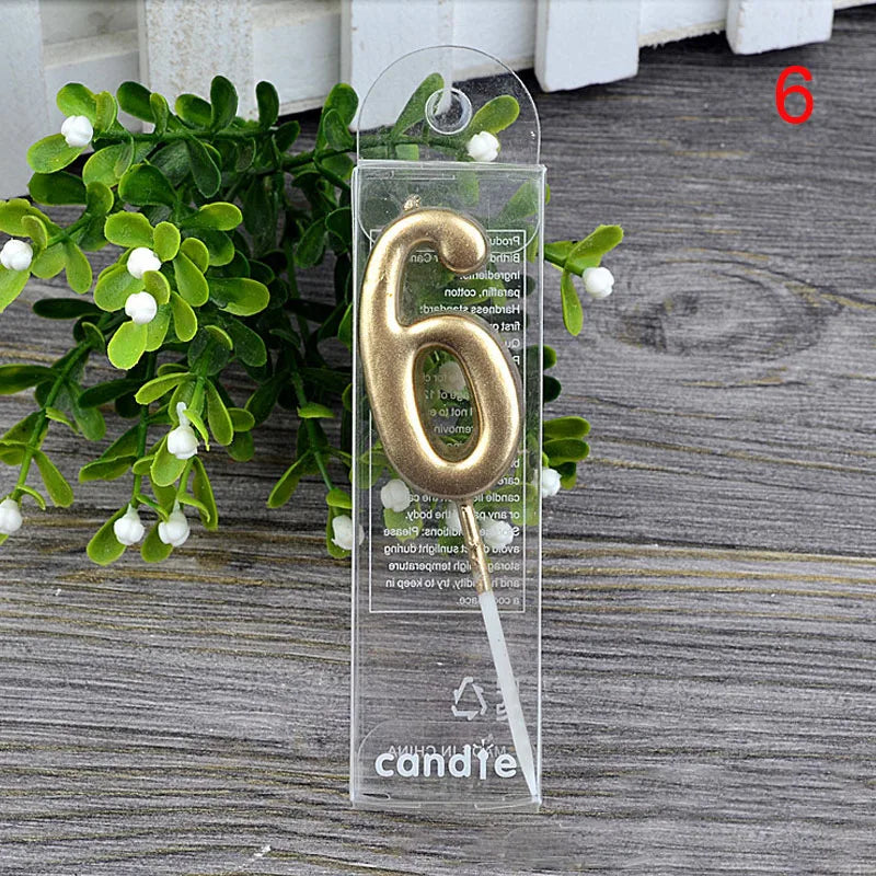 1Pcs Gold Happy Birthday Number Cake Candles 0 1 2 3 4 5 6 7 8 9 Cake Topper Kids Girls Boys Bar Baby Party Supplies Decorati