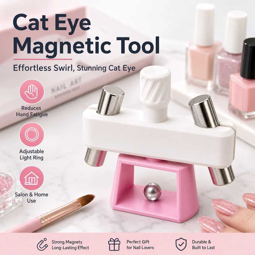 Automatic Glass Bead Cat-Eye Nail Art Tool for Beginners, No Skills Required, Includes 8*30mm Magnets.