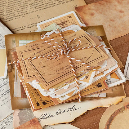 JIANQI 100pcs/pack Vintage Memo Paper Set DIY Scrapbooking School Supplies Decor Junk Journal Marking Stationery Notes Paper