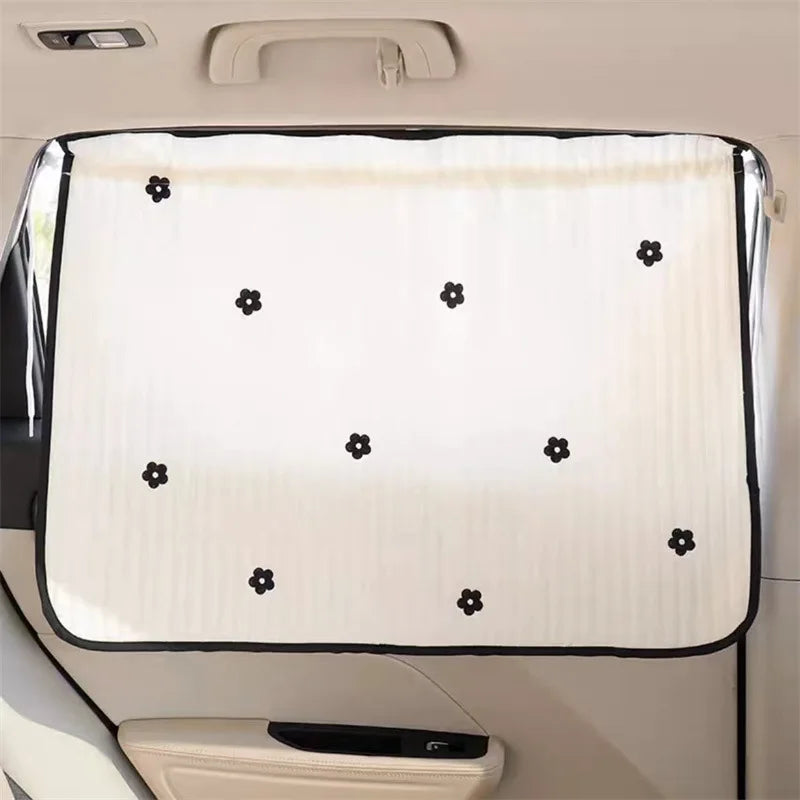 Cute Cartoon Embroidered Thickened Cotton Baby Car Window Sunshade Cover UV Protection Suction Cup Installed Sliding Curtain 