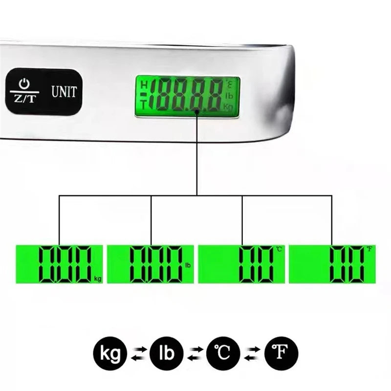 Portable Scale Digital LCD Display 110lb/50kg Electronic Luggage Hanging Suitcase Travel Weighs Baggage Bag Weight Balance To