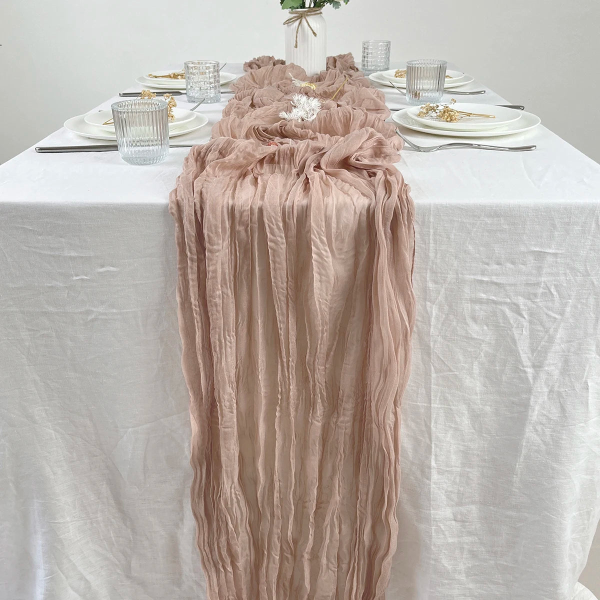 Semi-Sheer Gauze Table Runner Sage Cheesecloth Table Setting Dining Vintage Wedding Party Christmas Banquets Arches Cake Deco