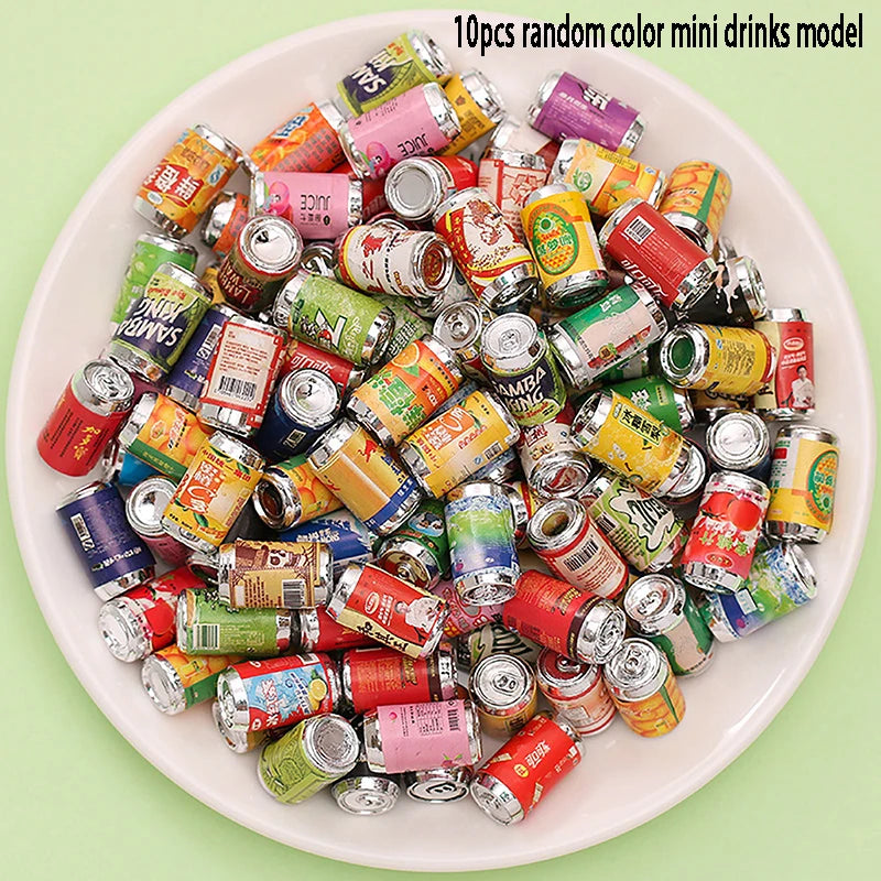 10Pcs Dollhouse Mini Simulation Drinks Dollhouse Kitchen Decoration Dolls House Accessories Pretend Play Toy - random 10pcs