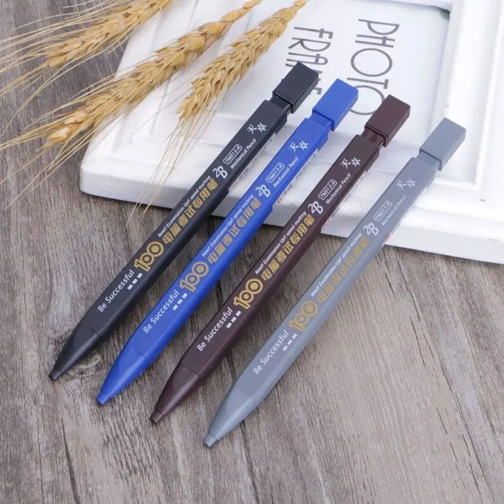 3 pencils and 48 leads 2B black mechanical pencils without sharpening leads are convenient and practical (mixed colors)