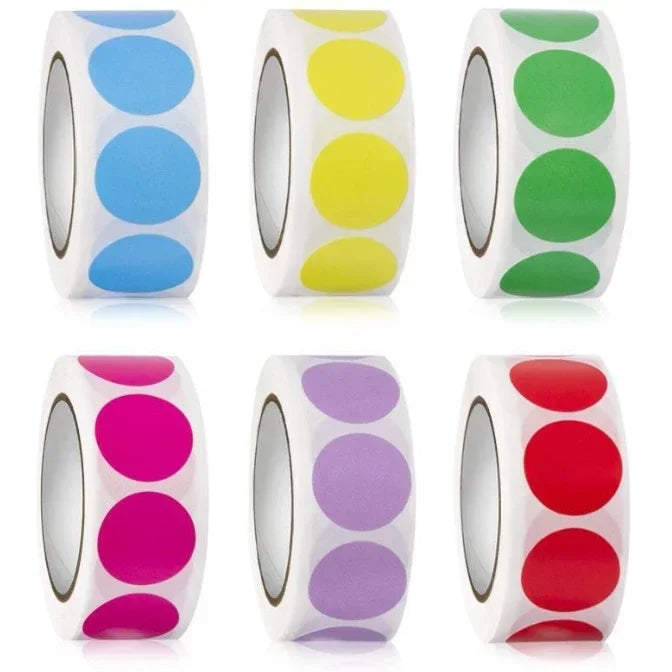 1000 PCS Color Dot Label Sticker Classification Mark Coated Paper Sticker Rolls Kawaii Stationery Aesthetic