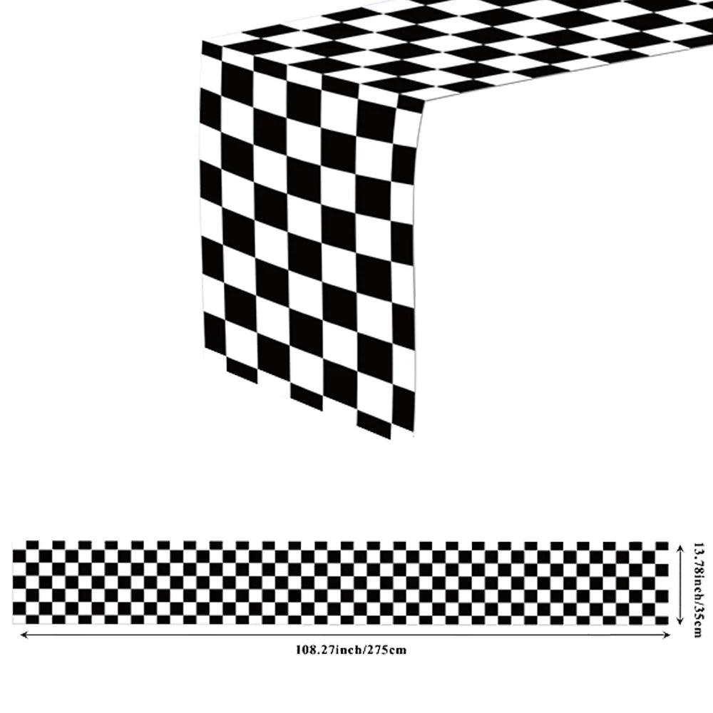 Racing Birthday Decorations Road Tablecloth Racetrack Tablecloth Runner Table flag for Kids Car Theme Birthday Party Supplies