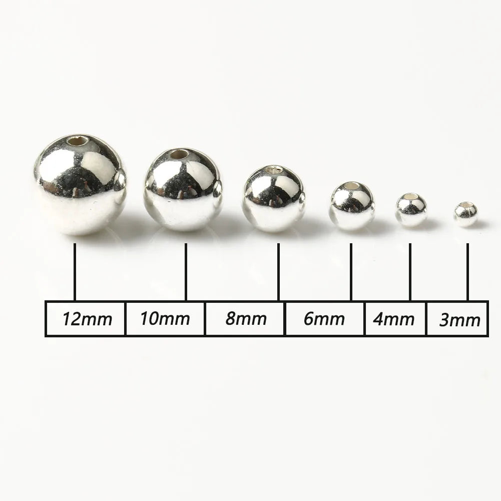 3/4/6/8/10/12mm Round Spacer Beads CCB Gold Silver Color Smooth Loose Ball Beads for Bracelet DIY Jewelry Making Accessories
