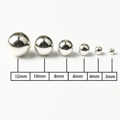 3/4/6/8/10/12mm Round Spacer Beads CCB Gold Silver Color Smooth Loose Ball Beads for Bracelet DIY Jewelry Making Accessories