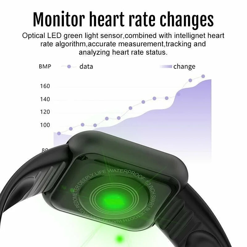 Y68 Smart Watch Men Women Heart Rate Oxygen Blood Pressure Monitoring Multi-Function Sleep Monitoring Smartwatch for Ios Andr