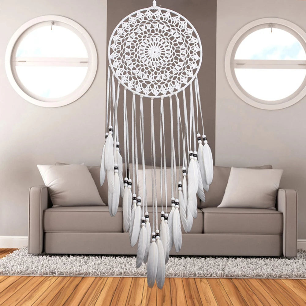 Macrame Dream Catcher Bohemian Leaf Wall Hanging Nordic Decor Boho Tapestry Ornaments for Home Living Room Kids Room Decorati