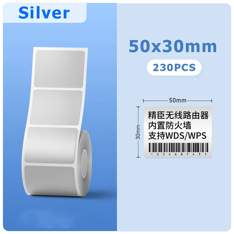 Munbyn/Nelko Holographic Laser Label Sticker Matte Silver Thermal Paper for M110 M220 M200 E210 P50 PM220 DETONG P1 WP9520 Ma
