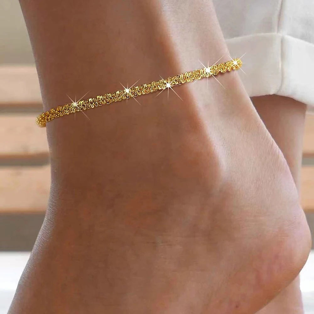 Stainless Steel Anklets Simple and exquisite Elegant chain design Fashion Anklets For Women Jewelry Party Gift Recommendation