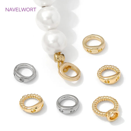 10/20Pcs 18K Gold Plated End Beads Tip,Brass End Caps For Jewelry Making,Connecting Rings For Jewelry,DIY Bracelets Accessori