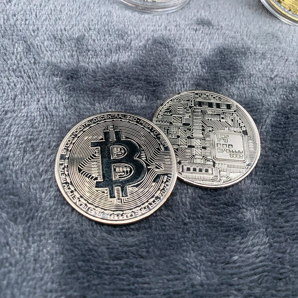 Gold Plated Bitcoin Coin Collectible Art Collection Gift Physical Commemorative Casascius Bit BTC Metal Antique Crafts Imitat
