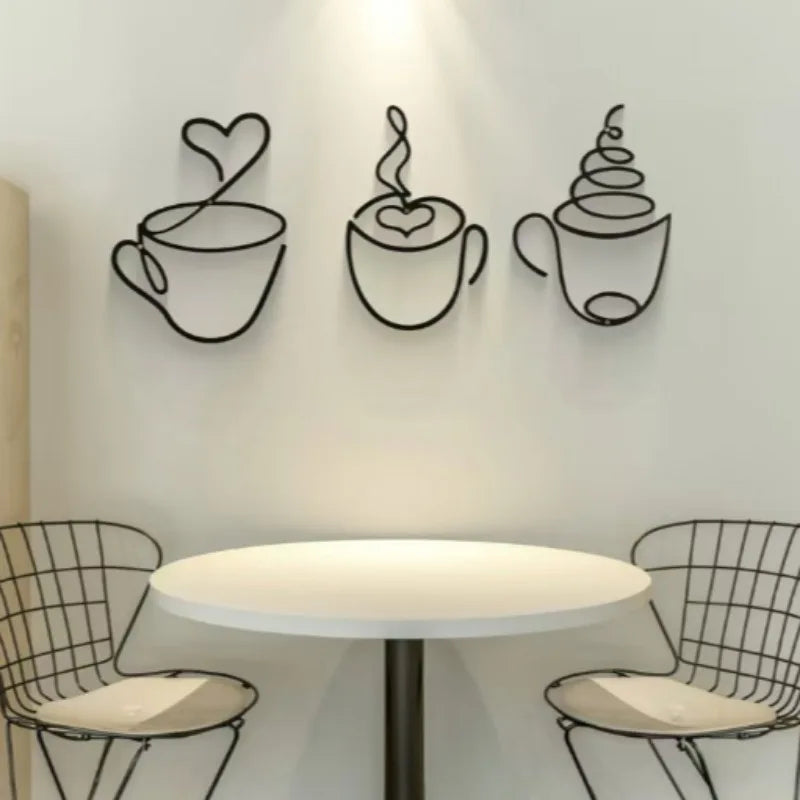 1/3pcs of Creative Coffee Wall Hangings, Coffee Shop Decorations, Interior Wall Decorations, Wall Hanging Iron Paintings