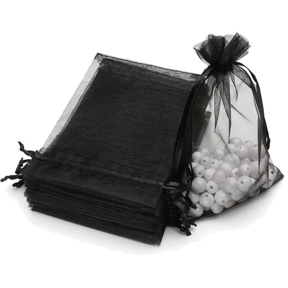 50pcs Pink Organza Drawstring Jewelry Small Bag for Earring Favor Wrapping Packing Pouch Packaging Wedding Businesses Organiz