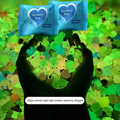 50pcs Surprise Blind Bags Glow In The Dark Mini Resin Animals Dollhouse Miniature Figures Ornament Fairy Garden Accessories