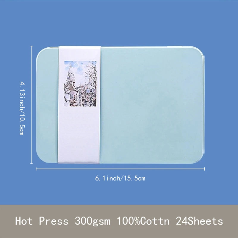 Potentate Watercolor Book Artist-grade Cotton A6 Rough-grained Watercolor Paper 300g Postcard Tin Box Travel Sketch Art Suppl