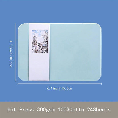 Potentate Watercolor Book Artist-grade Cotton A6 Rough-grained Watercolor Paper 300g Postcard Tin Box Travel Sketch Art Suppl